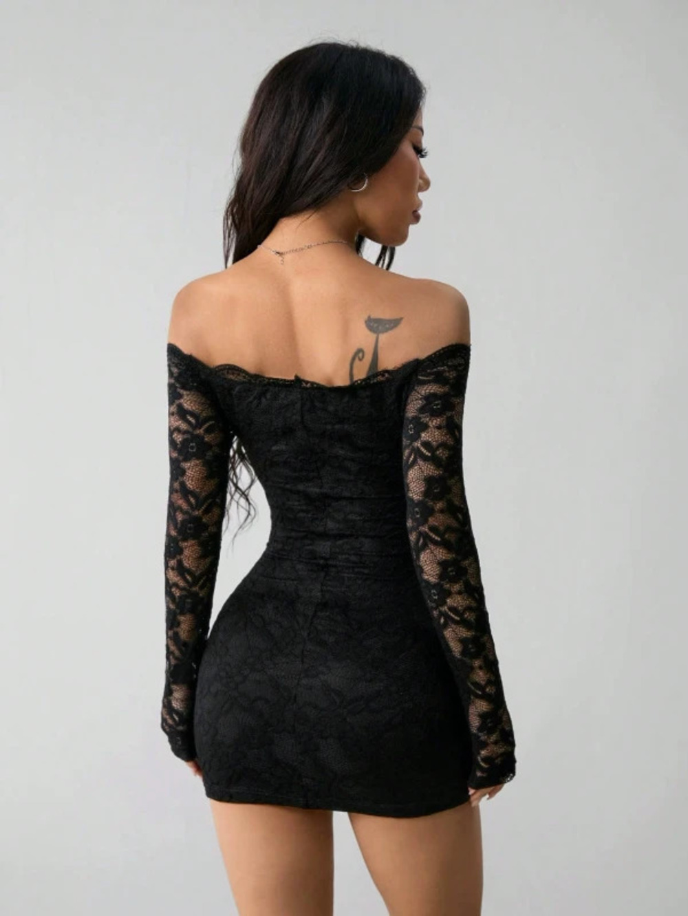 ZARA Spring Lace Off Shoulder Long Sleeve Slimming Dress for Women